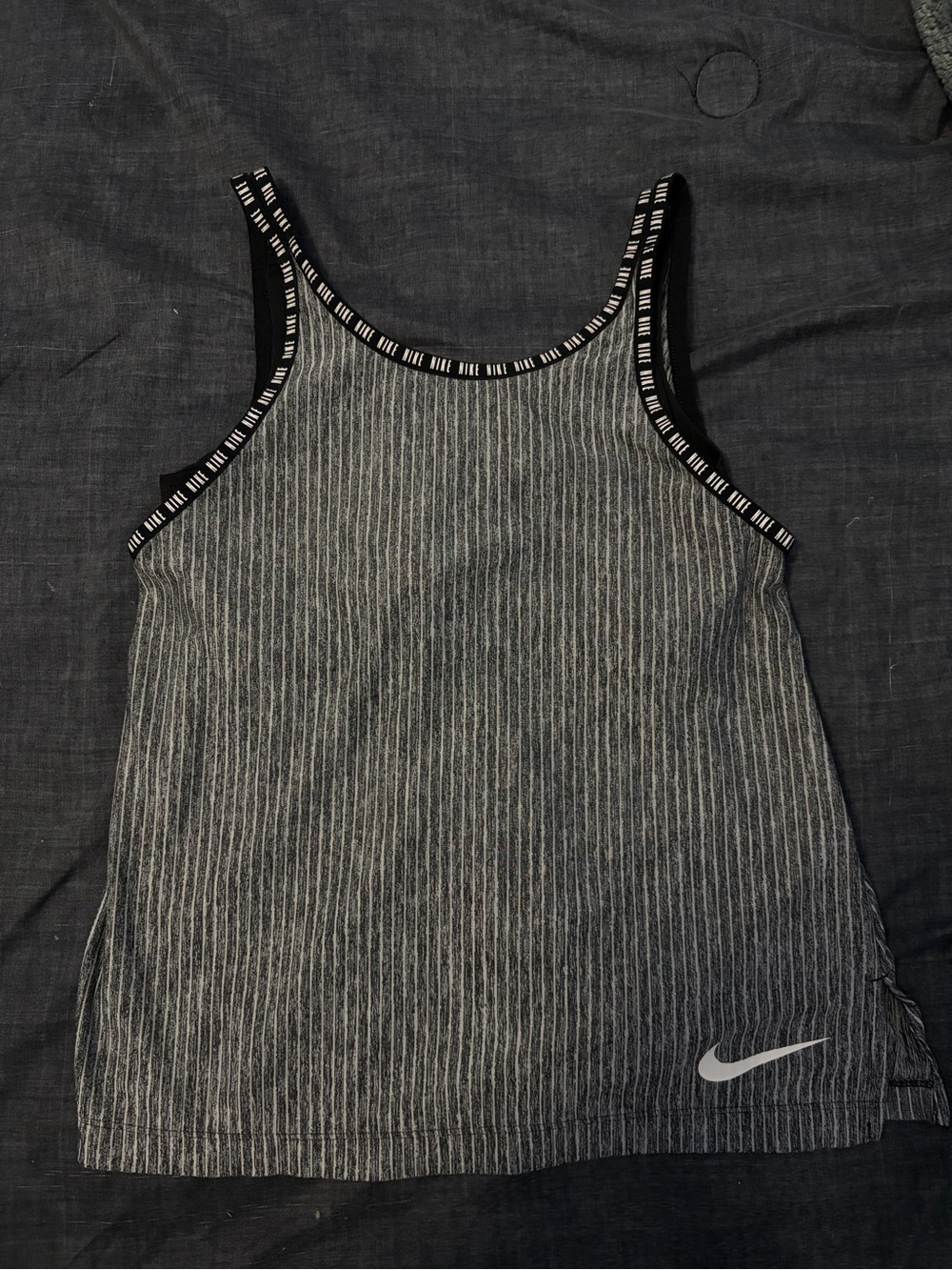 Nike Gray and Black Pinstripe Women's Tank Top